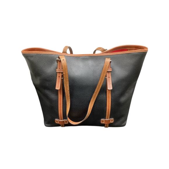 Dooney &Bourke Bag Women 1Size BigShopperTote Pebbled Leather Red Interior Black - Picture 2 of 8